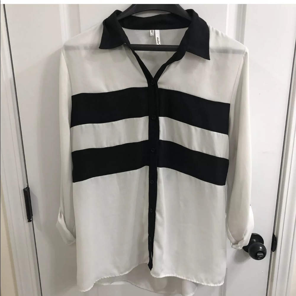 Studio Y White & Black Striped Open-Back Top